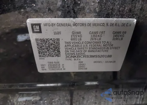 2021 Chevrolet Blazer Fwd 2Lt from USA, damaged, VIN 3GNKBCRS3MS520188